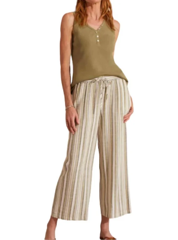 Women's Velvet Pants-Flowy Crop Pants In Cactus