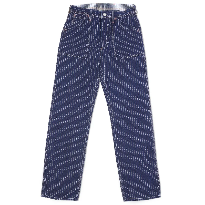 Women's Concert Pants-Freewheelers 2112001 Longshoreman Overall - Indigo Wabash Stripe