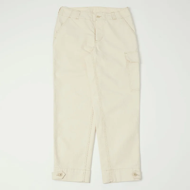 Women's Faded Pants-Freewheelers Aviators Trouser - Yarn-Dyed Raw White