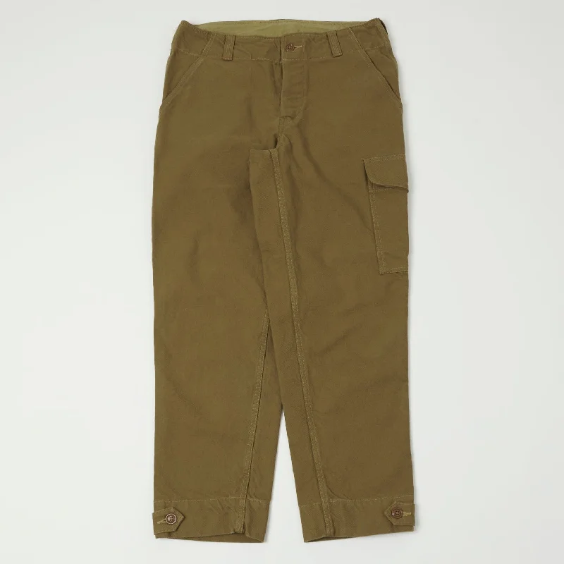 Women's Elastic Waist Pants-Freewheelers Aviators Trouser - Yarn-Dyed Dark Beige