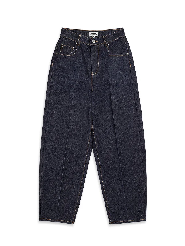 Women's Medium Wash Pants-High Rise Indigo Barrel