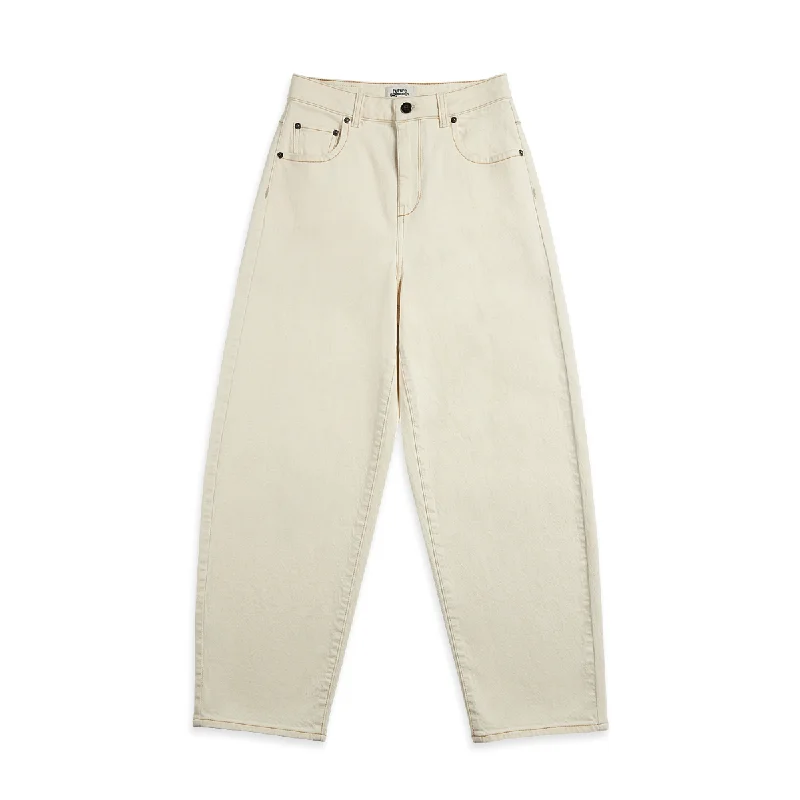 Women's Pegged Pants-High Waisted Dyed Barrel Seedpearl