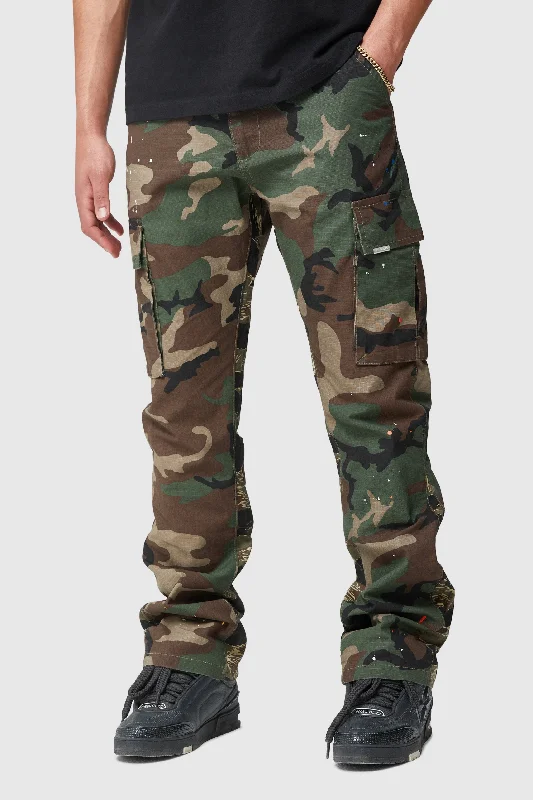 Women's Quick-Dry Pants-GENERAL CARGO FLARE - GREEN CAMO