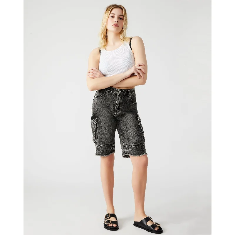 Women's Ribbed Pants-Gianna Shorts Black