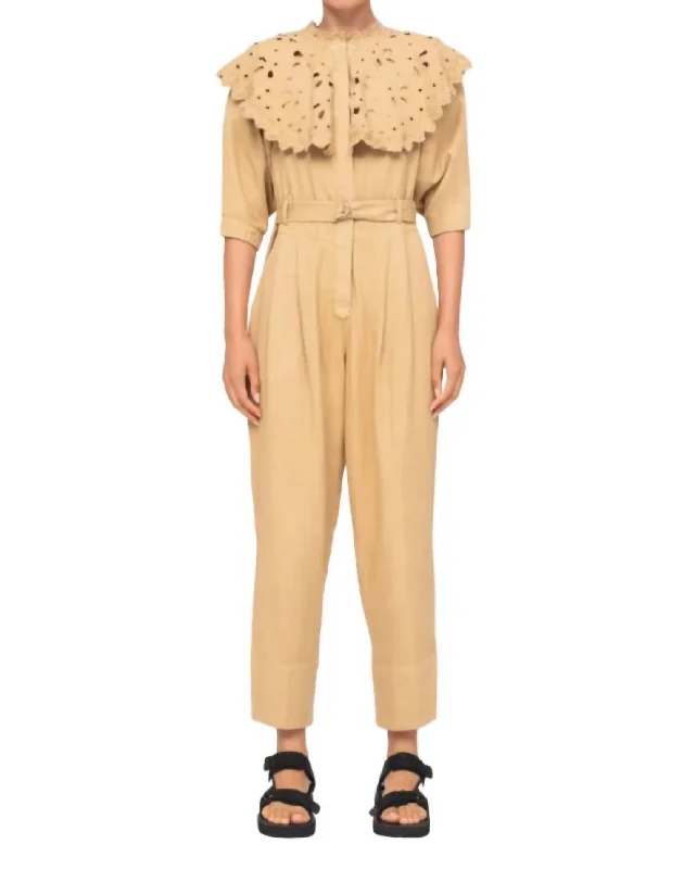 Women's Suit Pants-Hazel Jumpsuit In Camel