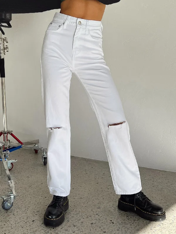 Women's Color Block Pants-Holland Jeans White