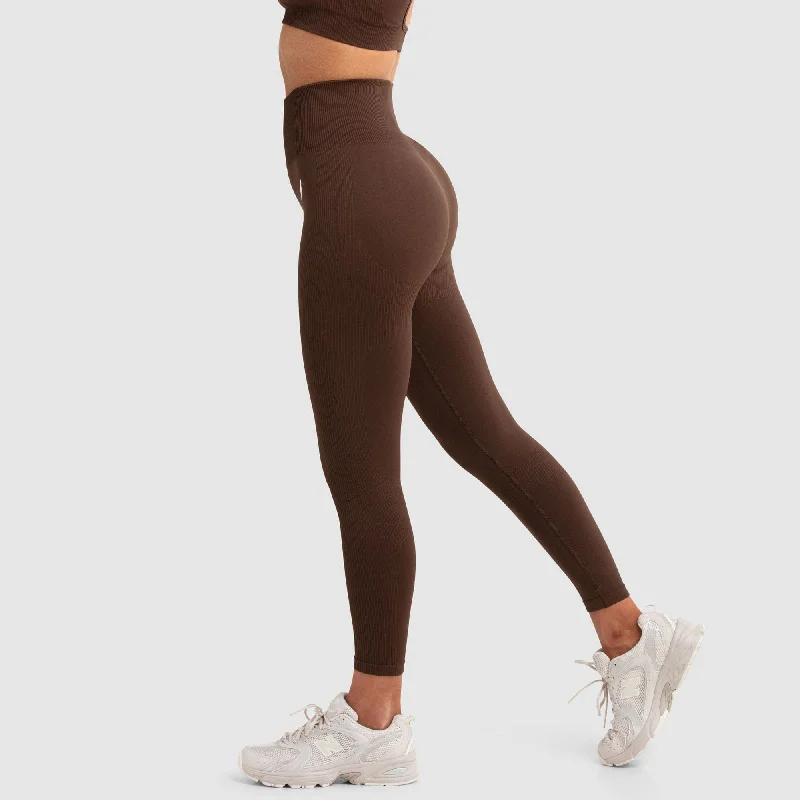 Women's Subtle Color Pants-Impact Seamless Leggings - Espresso