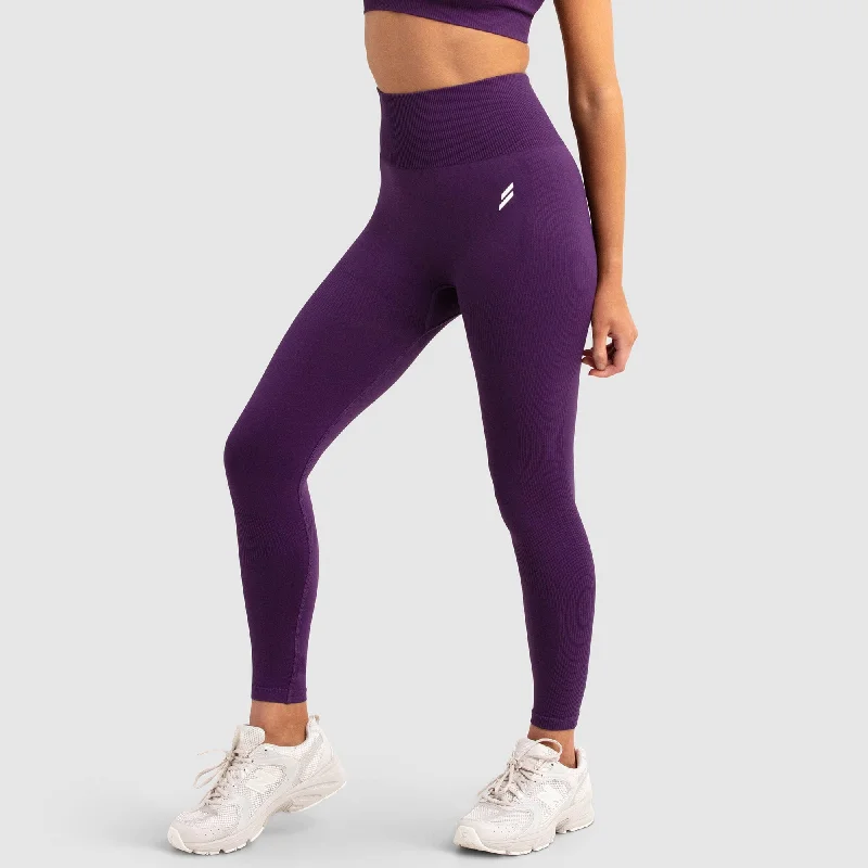 Women's Solid Color Pants-Impact Seamless Leggings - Plum