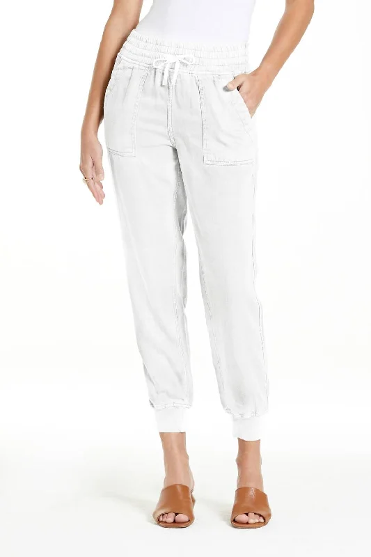 Women's Stone Wash Pants-Jacey Super High Rise Cropped Jogger In White