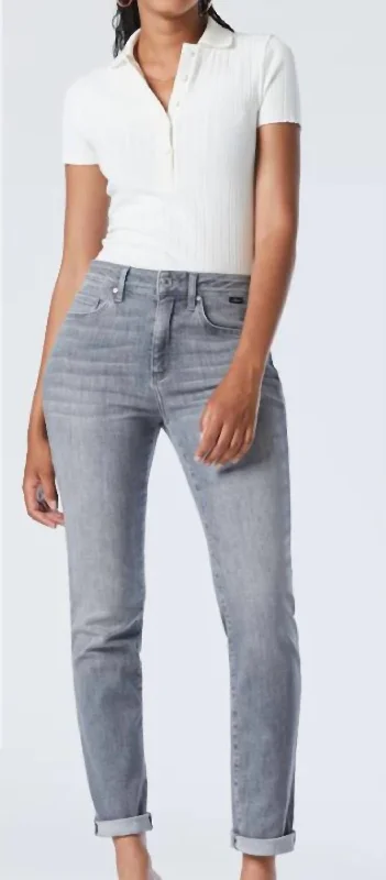 Women's Cinch-Waist Pants-Kathleen Jeans In Mid Grey