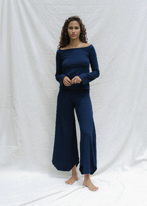 Women's Midi Pants-Layla Flares Navy