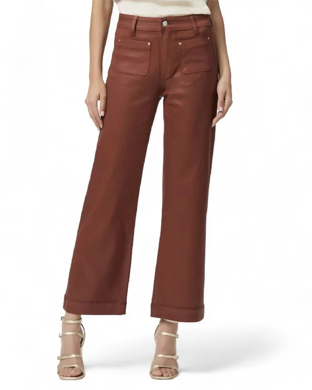 Women's Track Pants-Leenah Ankle Jean In Coated Clay Sunset