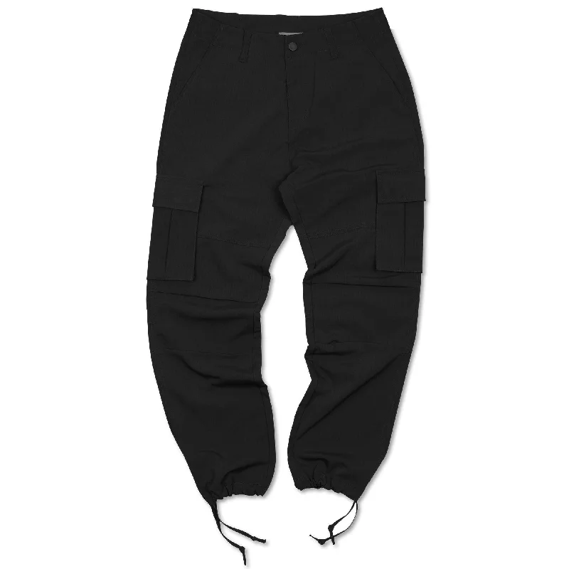 Women's Textured Pants-Luxury Cargo Pants - Black