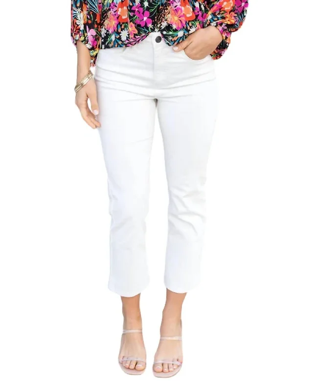 Women's Travel Pants-Mel's Fave Straight Leg Cropped Denim Jean In White