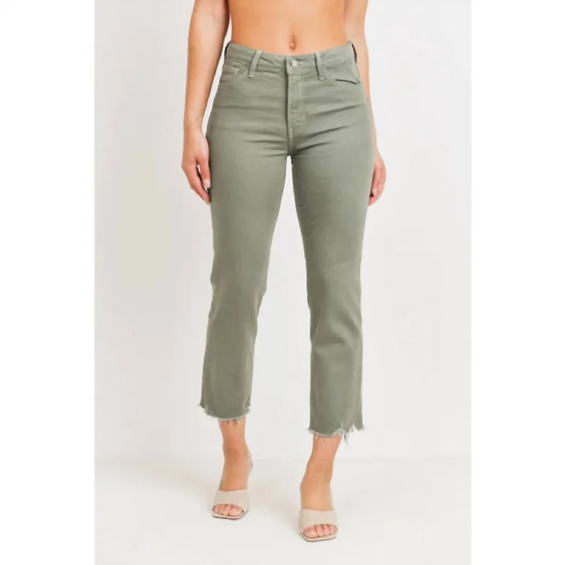 Women's Dark Wash Pants-Michaela Jeans In Olive