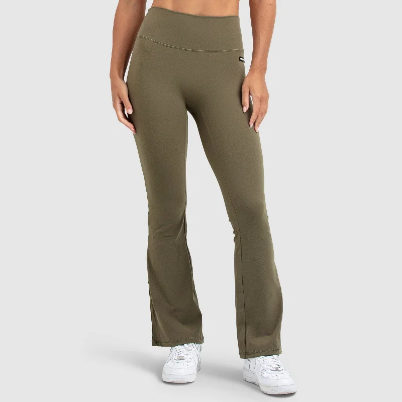 Women's Trendy Pants-MotionSoft Flared Leggings - Deep Khaki