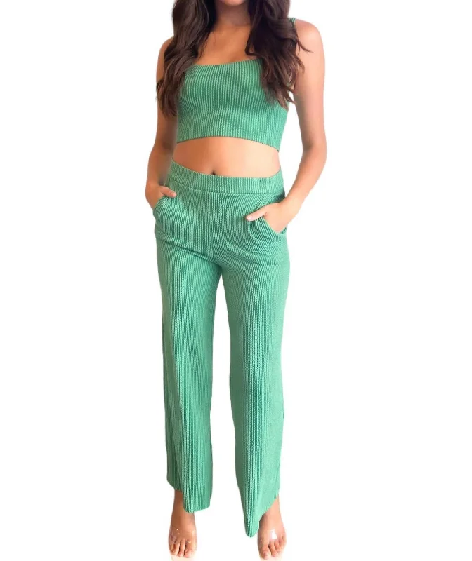 Women's Paisley Print Pants-Nina Knit Pants In Green