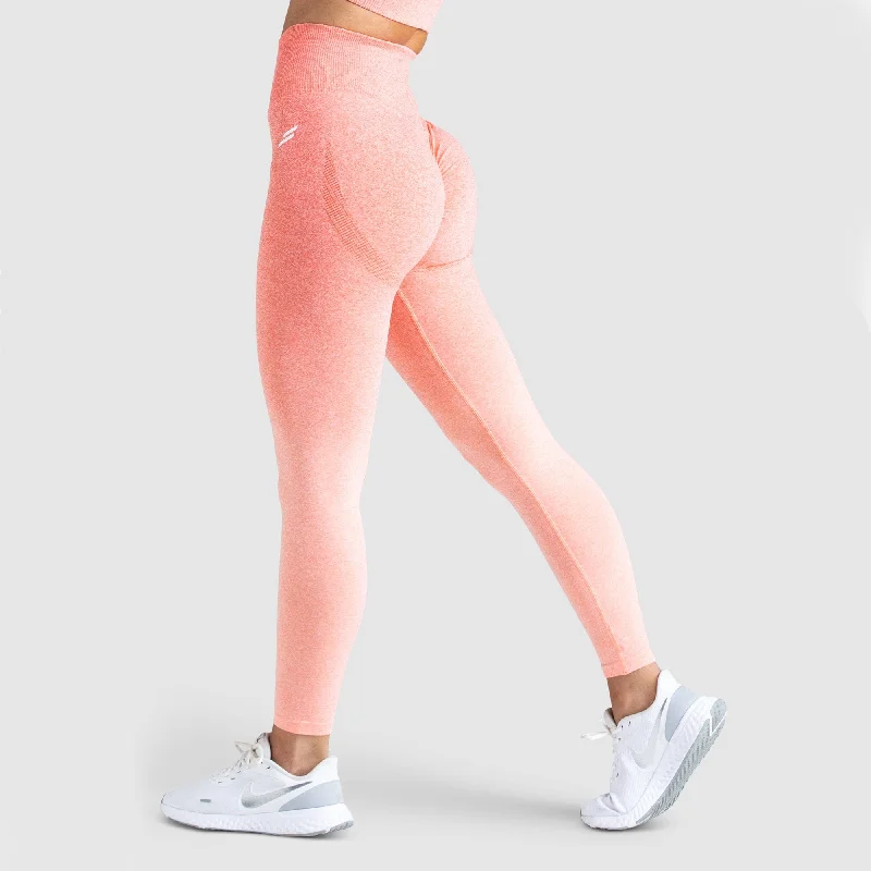 Women's Plaid Pants-Ombre Scrunch Seamless Leggings - Coral