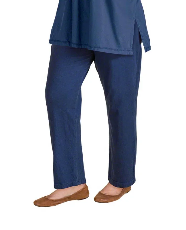 Women's Plus Size Pants-Relaxed Cotton Knit Pants - Plus In Navy