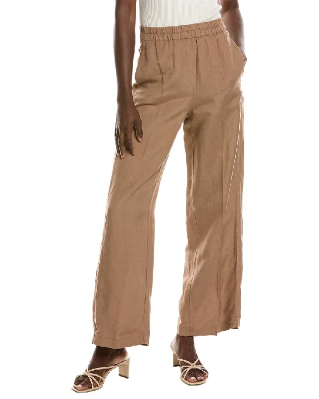 Women's Faux Leather Pants-Renuar Linen-Blend Pant