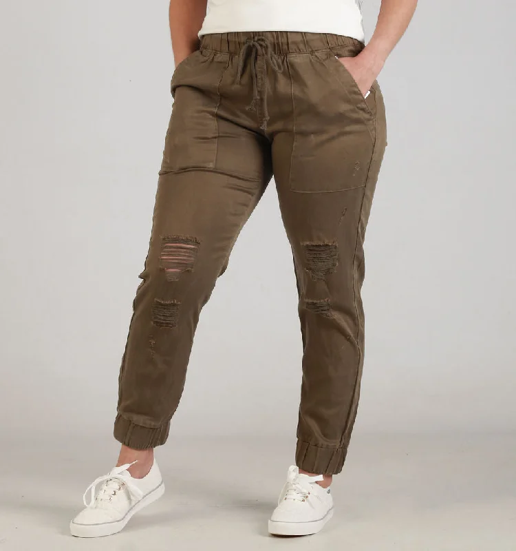 Women's Jogger Pants-RIPPED PULL ON JOGGER-OLI