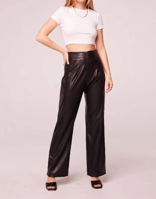 Women's Cropped Pants-Rock Goddess Faux Leather Pants In Black