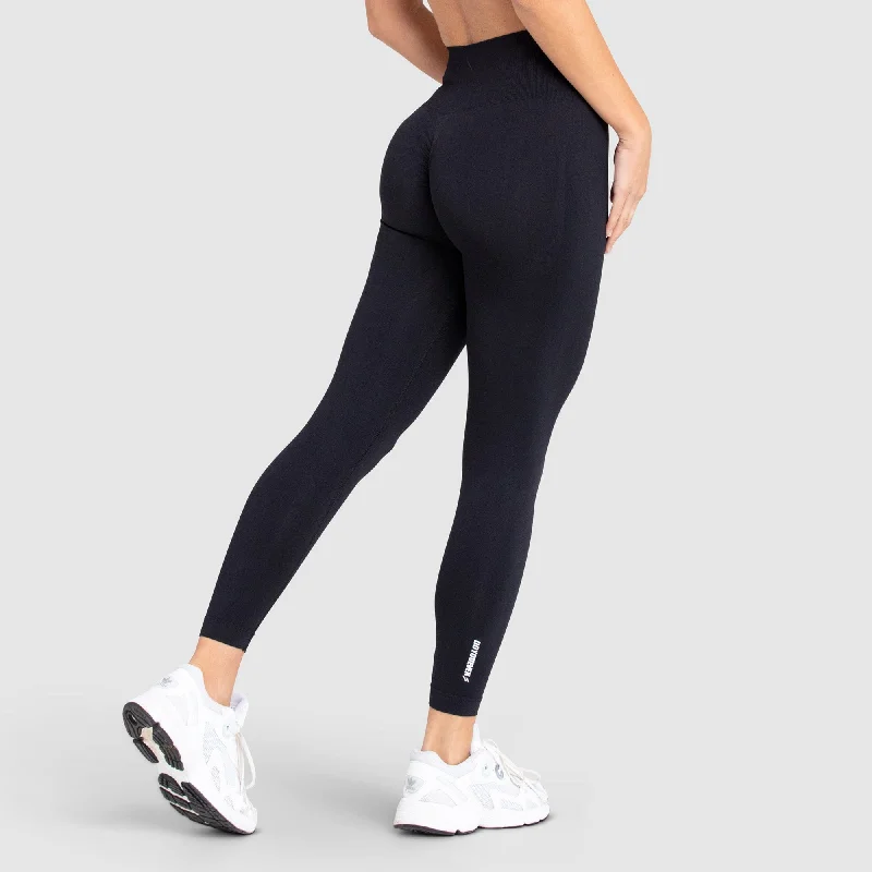 Women's Side Zip Pants-Scrunch 2 Seamless Leggings - Black