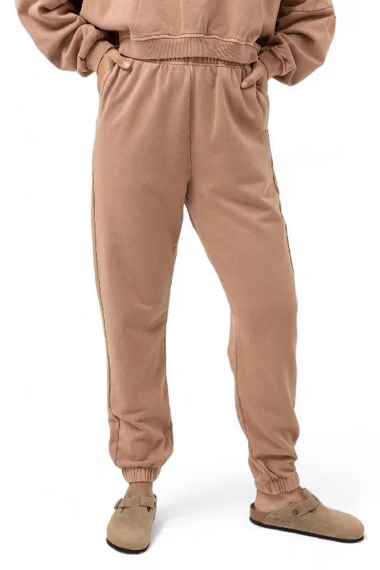 Women's Tailored Pants-Stacked Track Pant In Caramel