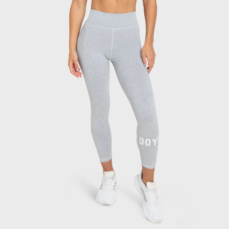 Women's Midi Pants-Stretch-Lite Leggings - Grey Marl