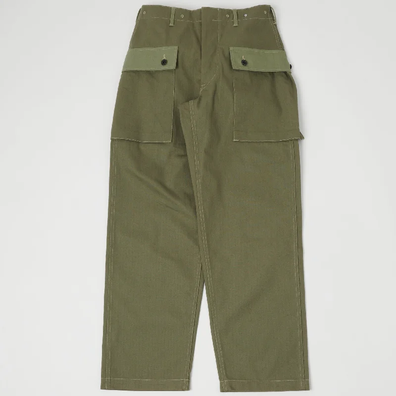 Women's Tailored Pants-Warehouse & Co 1097 USMC Herringbone Monkey Pant - Olive Drab