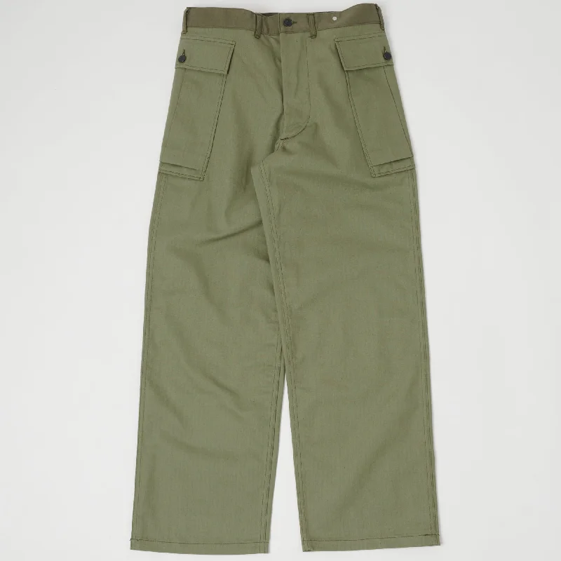 Women's Skinny Pants-Warehouse & Co 1098 U.S. Army Herringbone Pant - Olive Drab