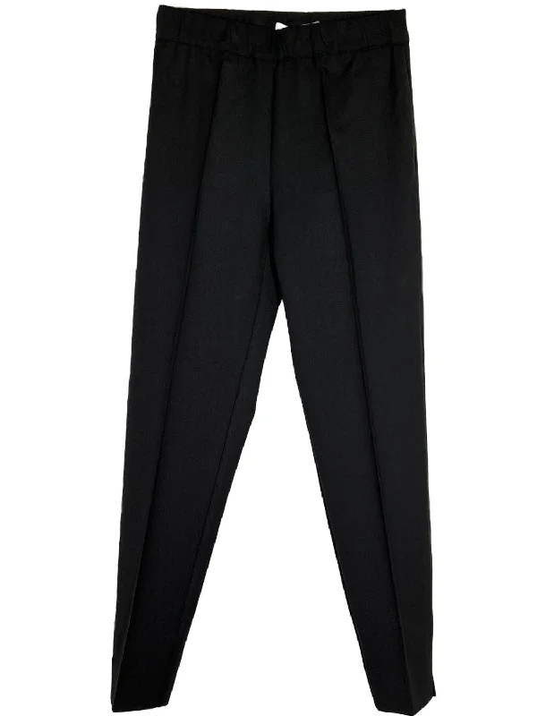 Women's Pinstripe Pants-Women Stretch Wool Pant In Black