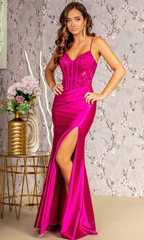 Women's Opal Evening Gowns-GLS by Gloria GL3439 - Draped Illusion Evening Dress