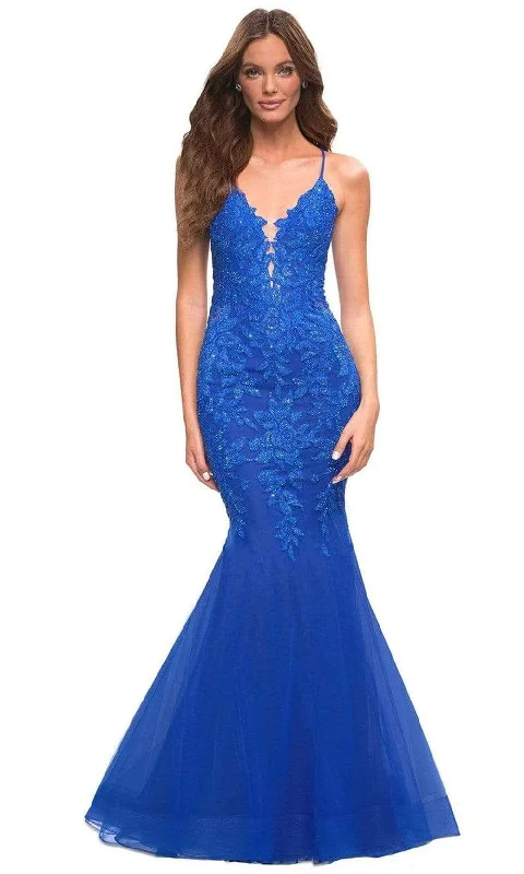 Women's Opal Evening Dresses-La Femme - 30584 Beaded Lace Mermaid Gown